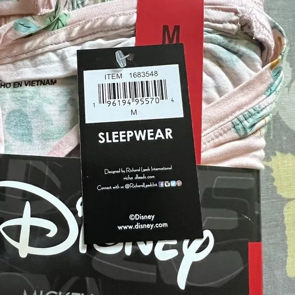 Disney Womens Mickey Mouse Pajamas 2-Piece Pink Capri Short Sleeves Crewneck, M - Picture 2 of 3